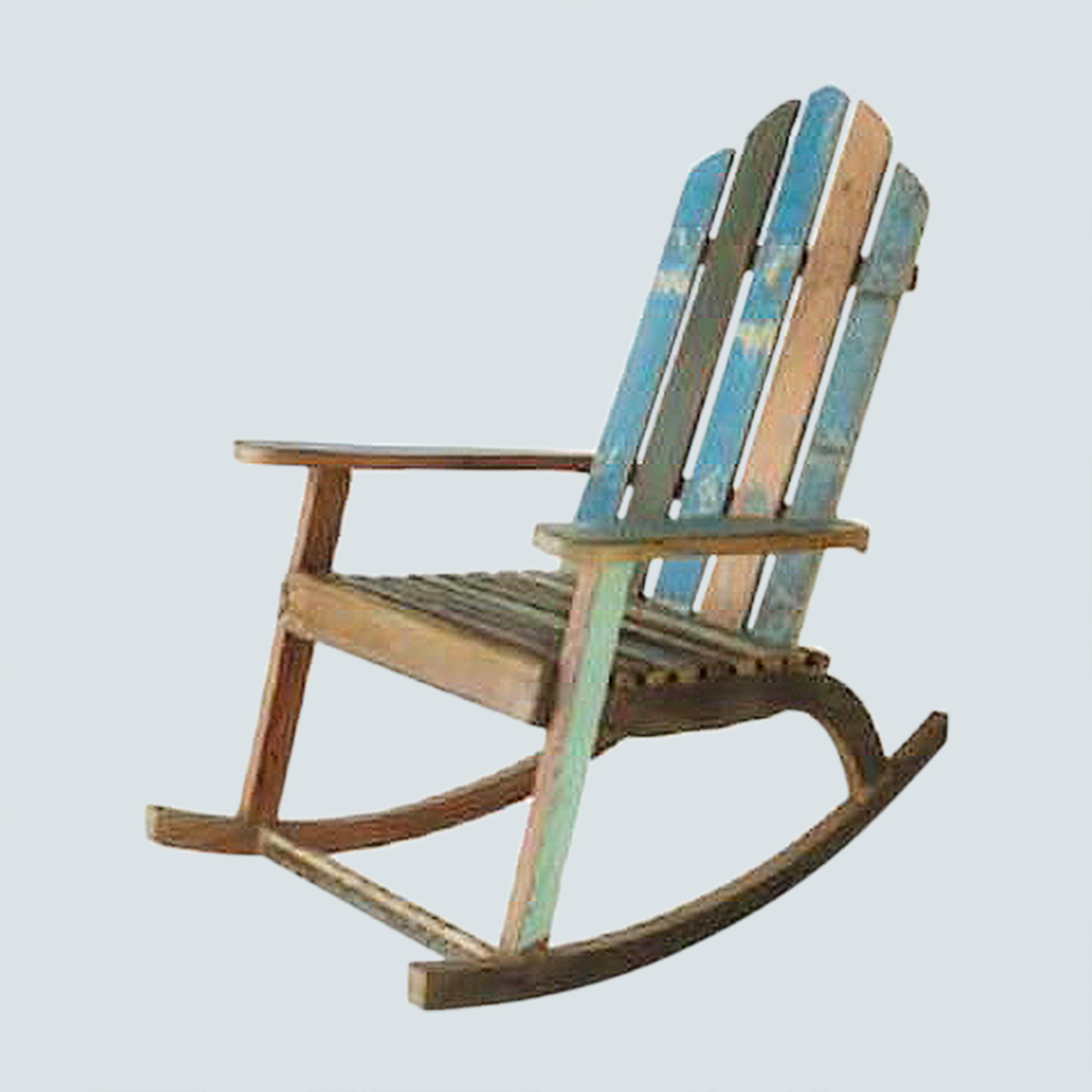 Reclaimed recycled wood reclining rocking chair
