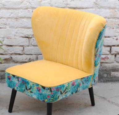 Armchair yellow and blue, tropical vibes
